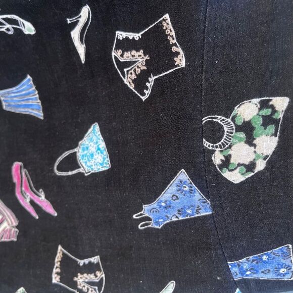 Vintage Liz Claiborne Linen Skirt Quirky fashion print size 8 y2k 90s - Picture 9 of 12